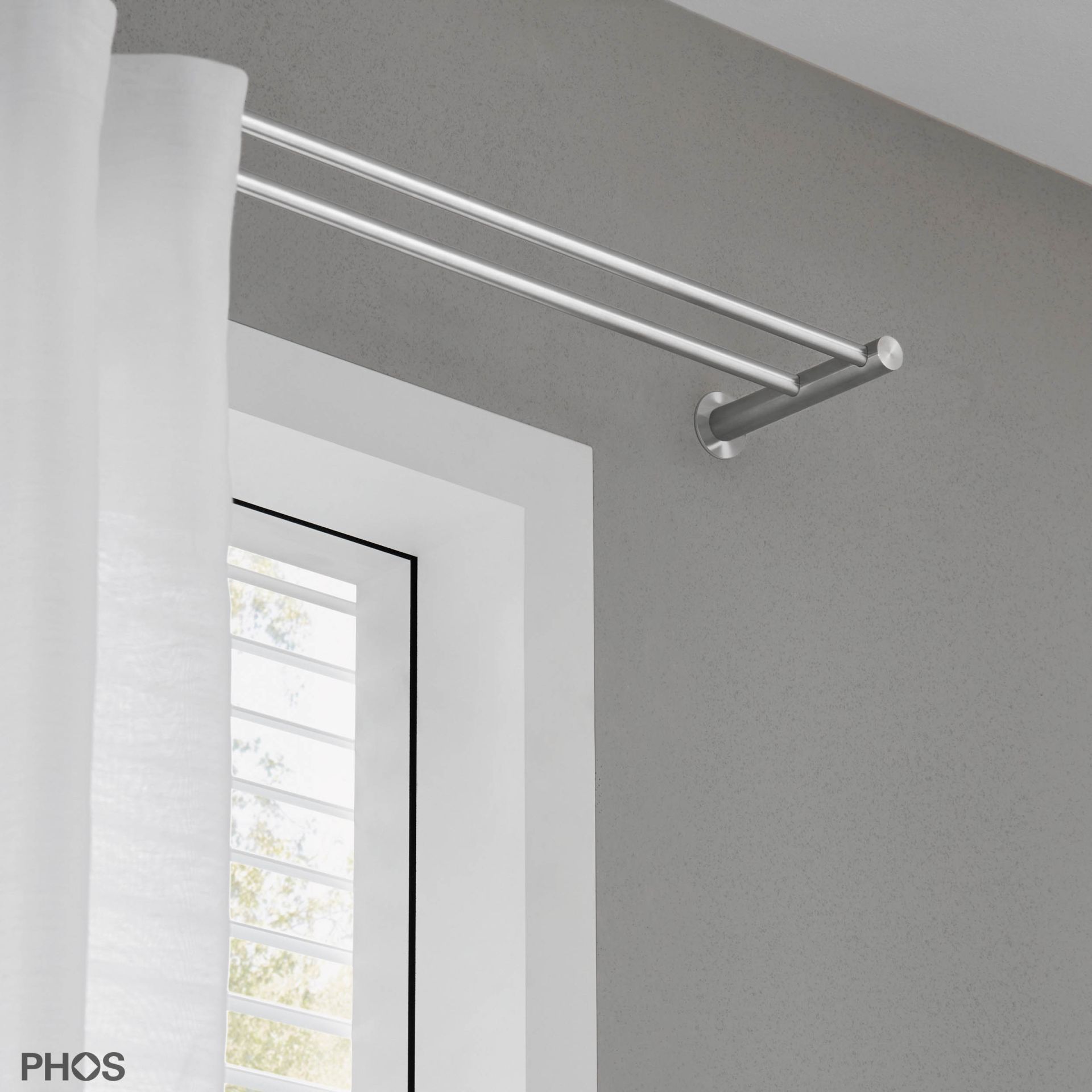 VS20-140ED2200 Комплект карнизов: двуствольный 220 см с 2 концевыми кронштейнами и 1 кронштейном в качестве средней опоры PHOS  - Вид №1