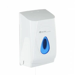 BTN401 Контейнер для туалетной бумаги TOP, пластик АБС, белый, синее окошко Merida