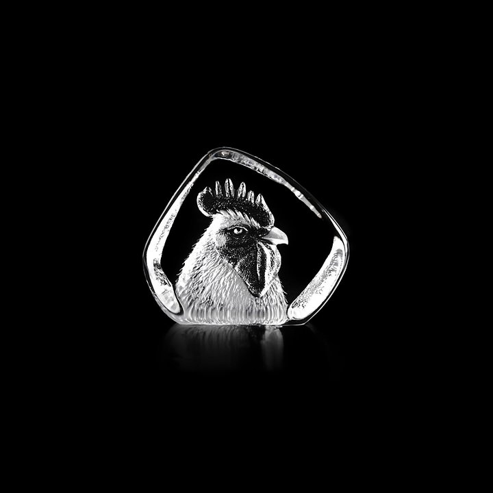 34234 Скульптура из прозрачного хрусталя "Голова петуха", 80/75 мм. Maleras 