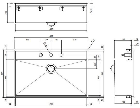 1lfx91 Встроенная раковина под столешницу овальная Barazza Flexi - Вид №1