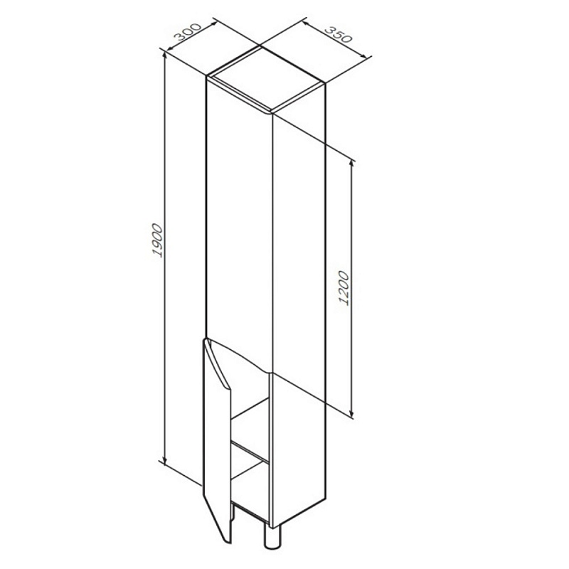 M80CSL0356WG шкаф-колонна напольный левый 35 см двери белый глянец шт AM.PM Like - Вид №4
