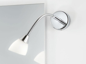 Хромированный металлический настенный светильник с гибким кронштейном