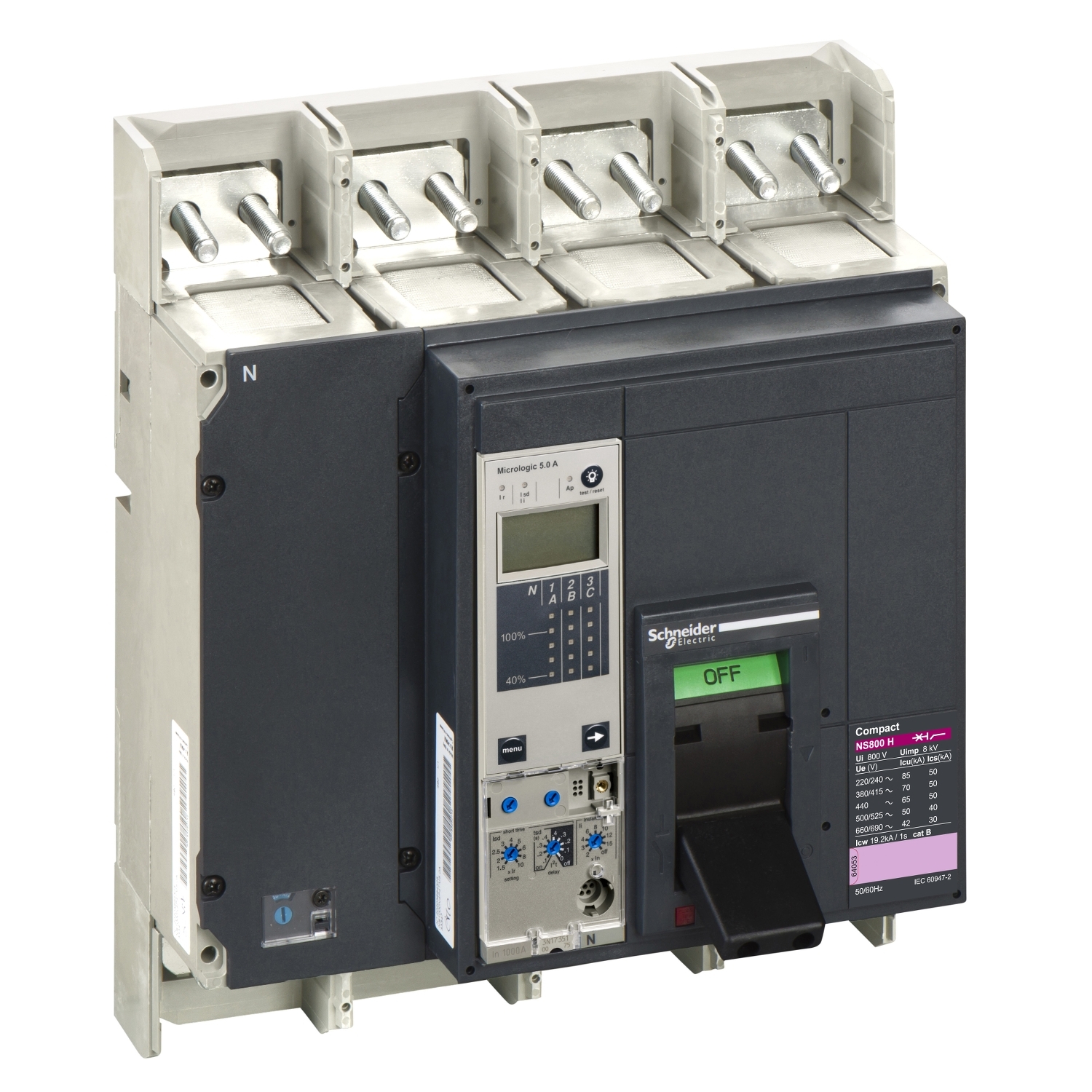 34427 Силовой автомат NS 800, Micrologic 5.0 E, 70кА, 4P, 800А Schneider Electric Compact 
