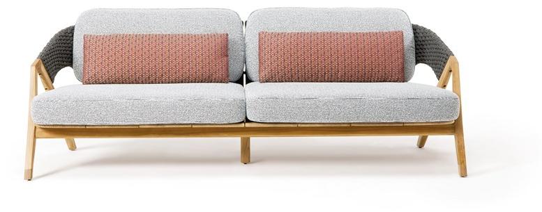 Ethimo 3-местный садовый диван из тика и плетеной веревки Knit sun-id-1419900 - Вид №2