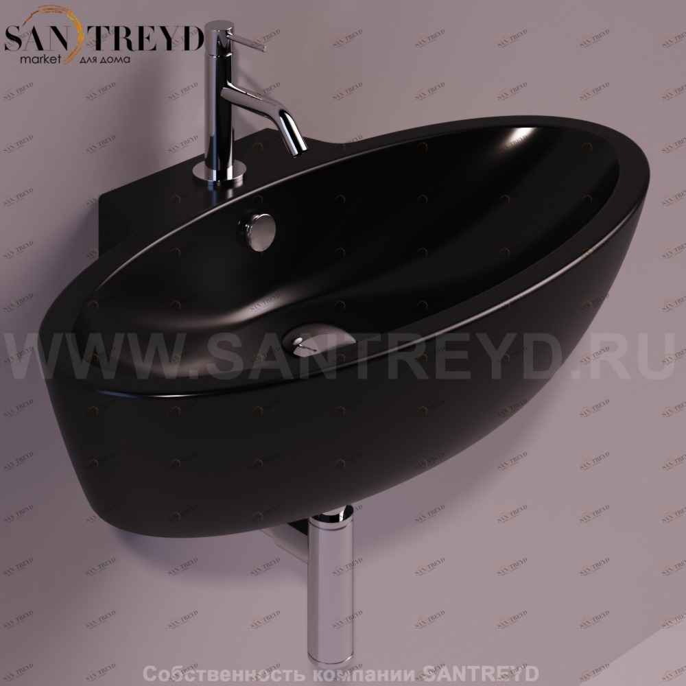 LFT34NERO Подвесная раковина настенная овальная Simas LFT Spazio черная
