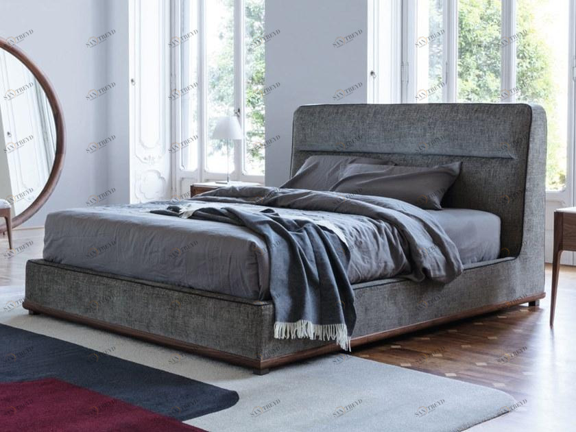 Porada Двуспальная кровать с обивкой из ткани Iron sun-id-1475859
