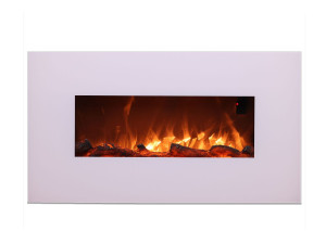 Настенный электрический стальной и стеклянный камин
