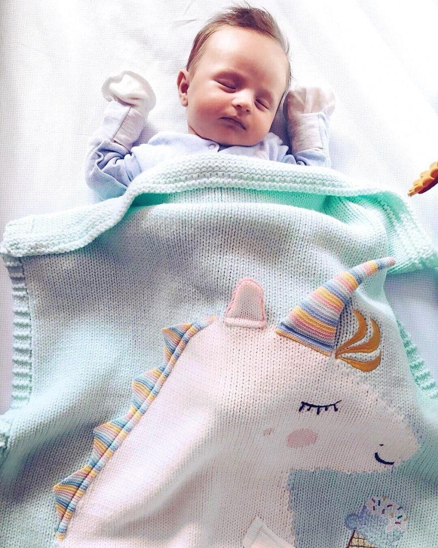 Плед ЕДИНОРОГ 60*120 св.бирюза+белый APERO ДИЗАЙНЕРСКИЕ, ЕДИНОРОГ, ЖИВОТНЫЕ 134604 Голубой  - Вид №3