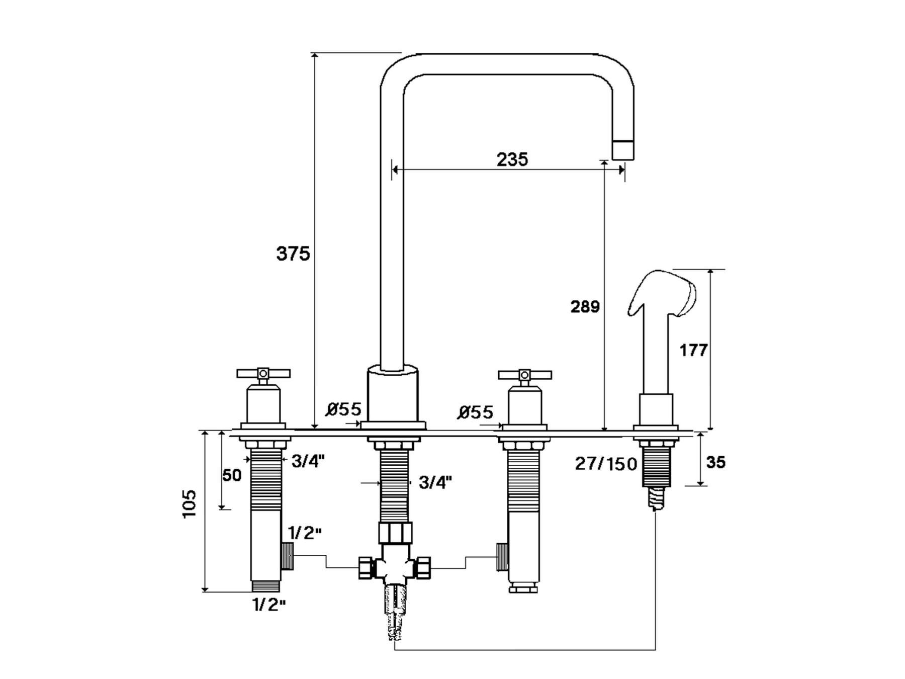 Смеситель для кухни с ручным душем rvb SULLY ARCH-00097021 - Вид №2