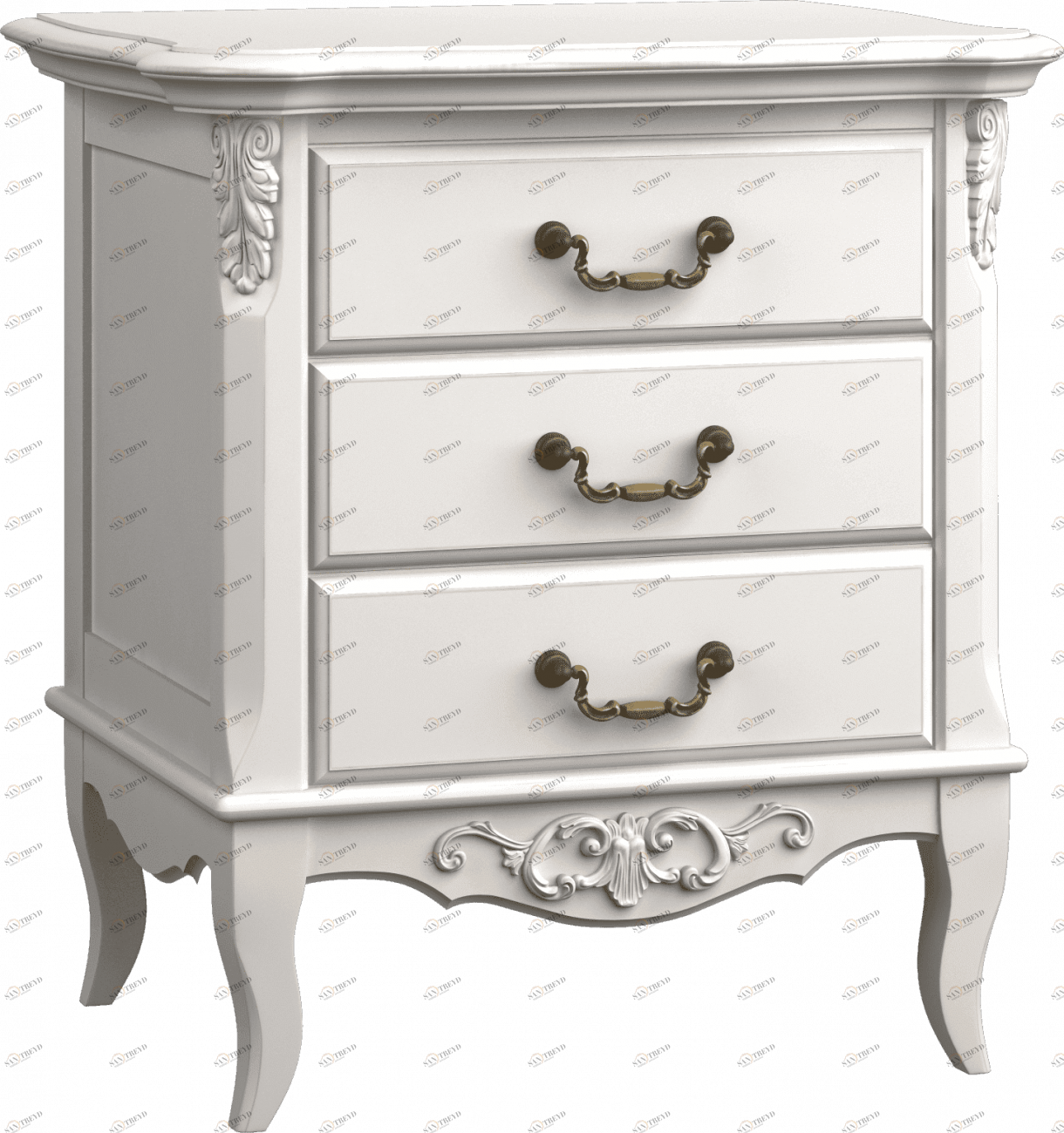 Тумбочка прикроватная белая с 3 ящиками Aletan АЛЕТАН ALETAN - PROVENCE 177777 Белый 