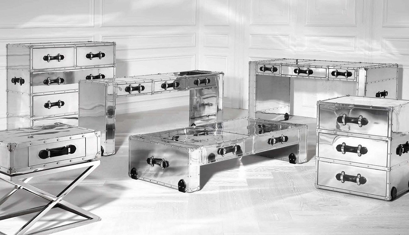 Комод с 3 ящиками без ножек металлический 66х58 см Eichholtz EICHHOLTZ ДИЗАЙНЕРСКИЕ 00-3882409 Серебро  - Вид №2