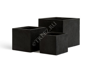 41.1016-0008-BLCK-40 Кашпо  ERGO - серия Cork - Куб - Антрацит Цветочная коллекция