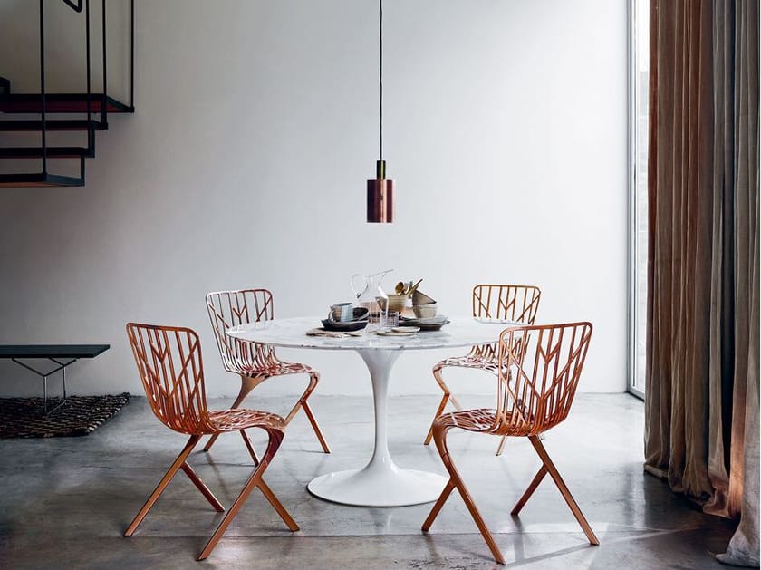 Круглый стол с мраморной столешницей и алюминиевым основанием In Stock Knoll ARCH-00008954