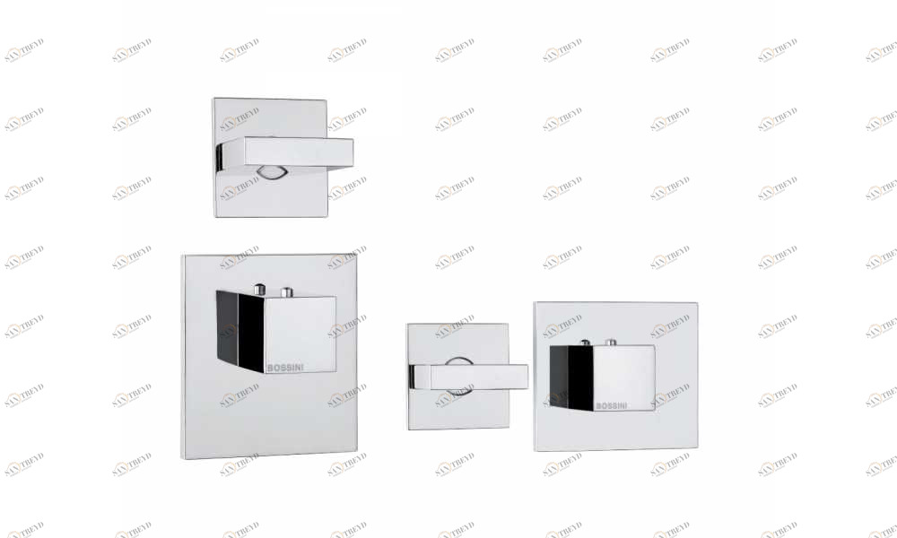 Z033201 + Z030205 000 Смеситель & запорный кран Recatngular 2 Outlets (with diverter) HP BOSSINI 