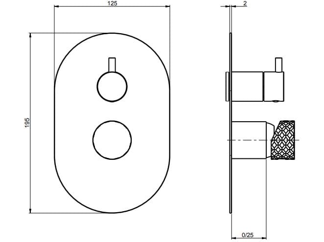 Встраиваемый однорычажный смеситель для душа с переключателем Rubinetterie Frattini Pepe XLS ARCH-00140714 - Вид №7