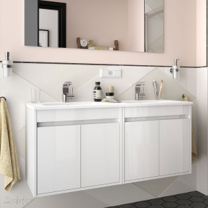84988 SALGAR Мебель для умывальника NOJA 1200 WHITE GLOSS LACQUERED + Раковина Глянцевый белый