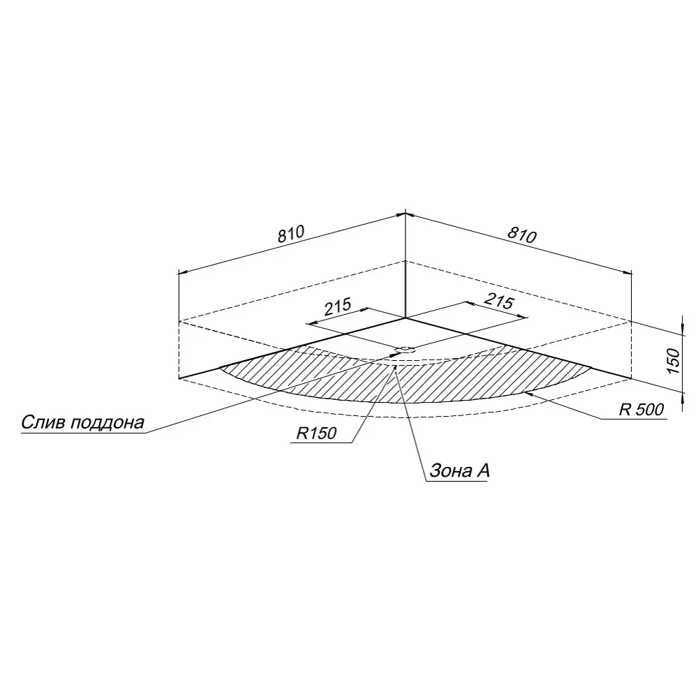 Душевой поддон акриловый 80x80 см 1/4 круга 82658166 STLM-2142274 Santreyd 253607 - Вид №6