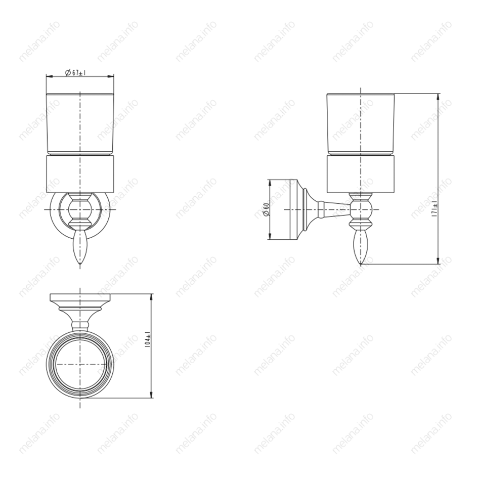 Стакан подвесной MELANA хром+золото MLN-820010 820 серия - Вид №1