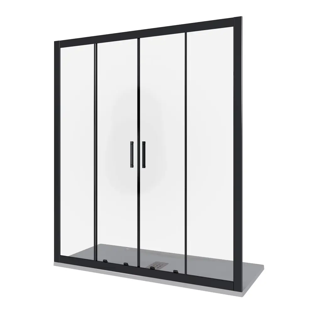 Душевая дверь в нишу Makiato WTW-TD-160-C-B, 185x160 см черный профиль прозрачное стекло раздвижная 84107357 STLM-2023480 Santreyd - Вид №1