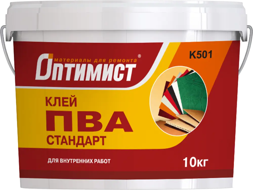 Клей ПВА Оптимист K501 универсальный для внутренних работ 10 кг 82108369