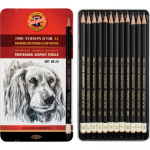 1912012001PLRU Набор чернографитных карандашей Toison d or 12 шт. ассорти 2Н-8В KOH-I-NOOR Hardtmuth