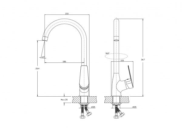 Смеситель для кухни Rush Disco DI6935-22 высокий хром 11523116 - Вид №1