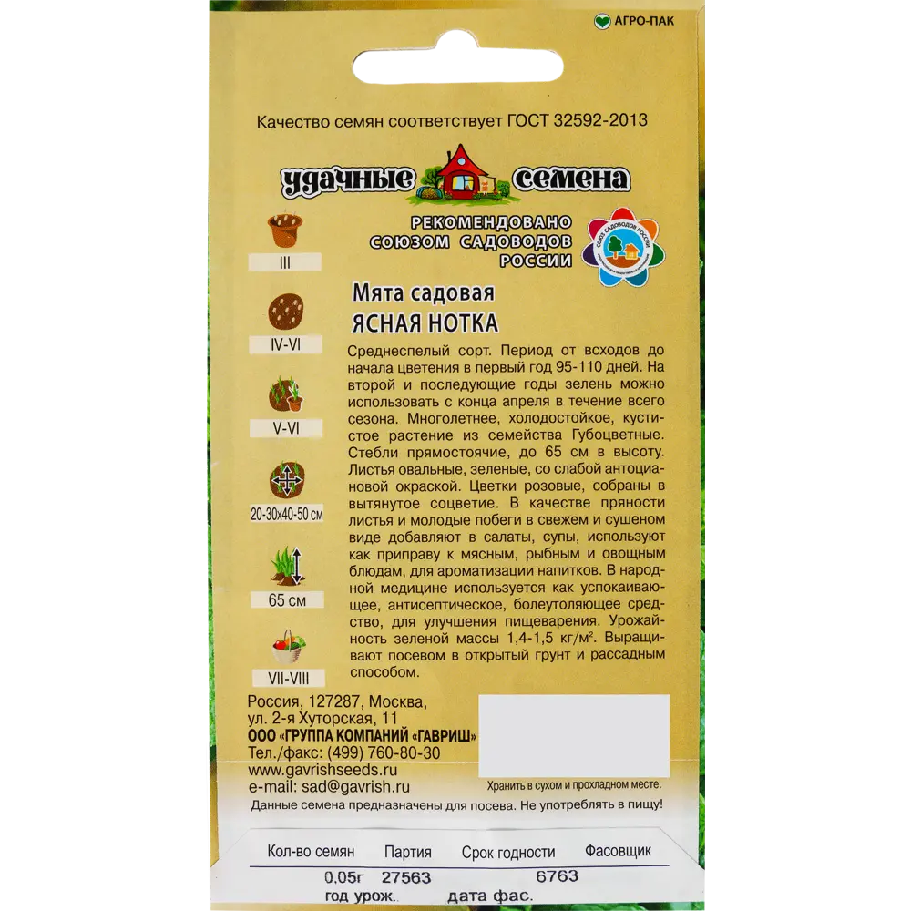 ГАВРИШ Мята «Ясная нотка» - ароматная зелень для кулинарии и чая 82097768 STLM-0965445 - Вид №1