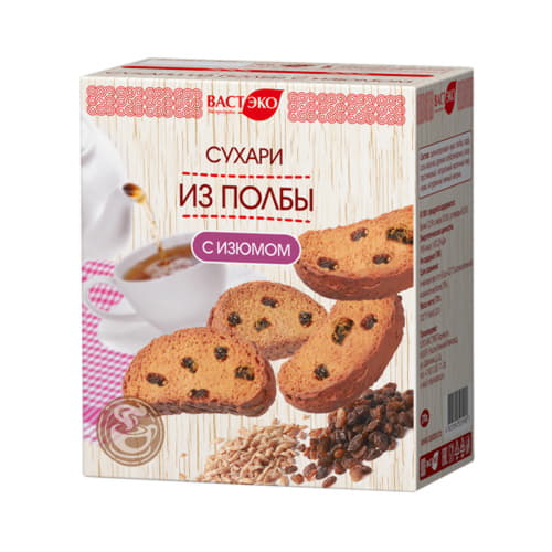 Сухари с изюмом из полбы Вастэко 170 г Santreyd 13554