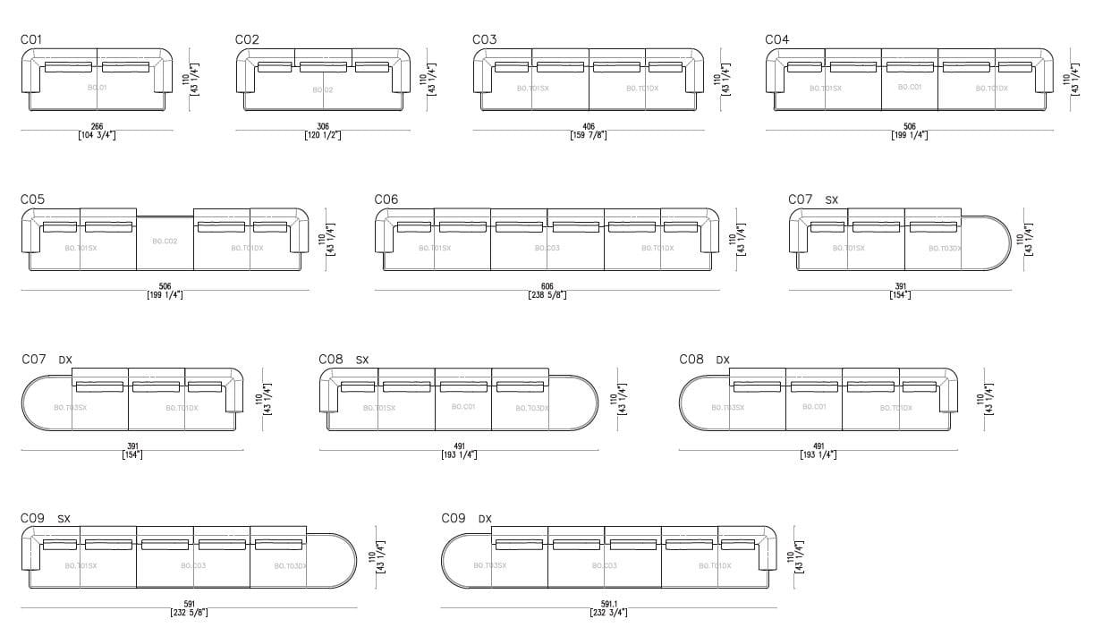 Секционный диван из изогнутой ткани Sicis Botero ARCH-00153012 - Вид №2