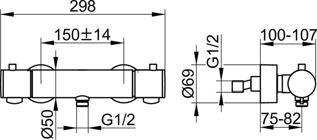54926010100 Смеситель с термостатом для душа DN 15 KEUCO Plan - Вид №2
