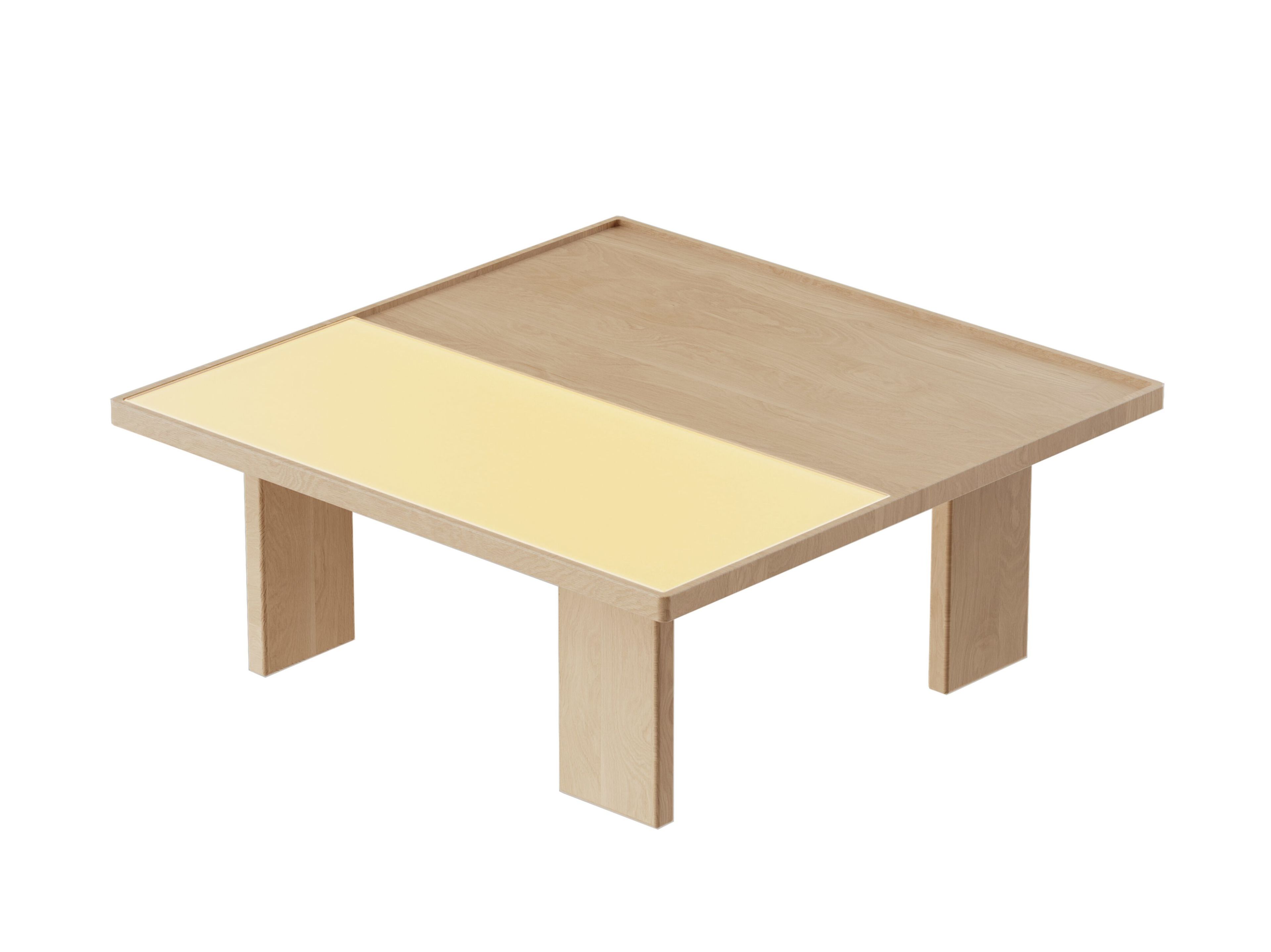 Квадратный журнальный столик из дерева и стекла Noah Living Piet ARCH-00138054