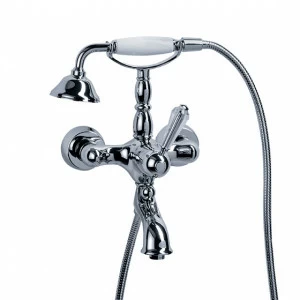 Смеситель однорычажный для ванны ½“ с душевым гарнитуром, настенный монтаж JOERGER Delphi Deco