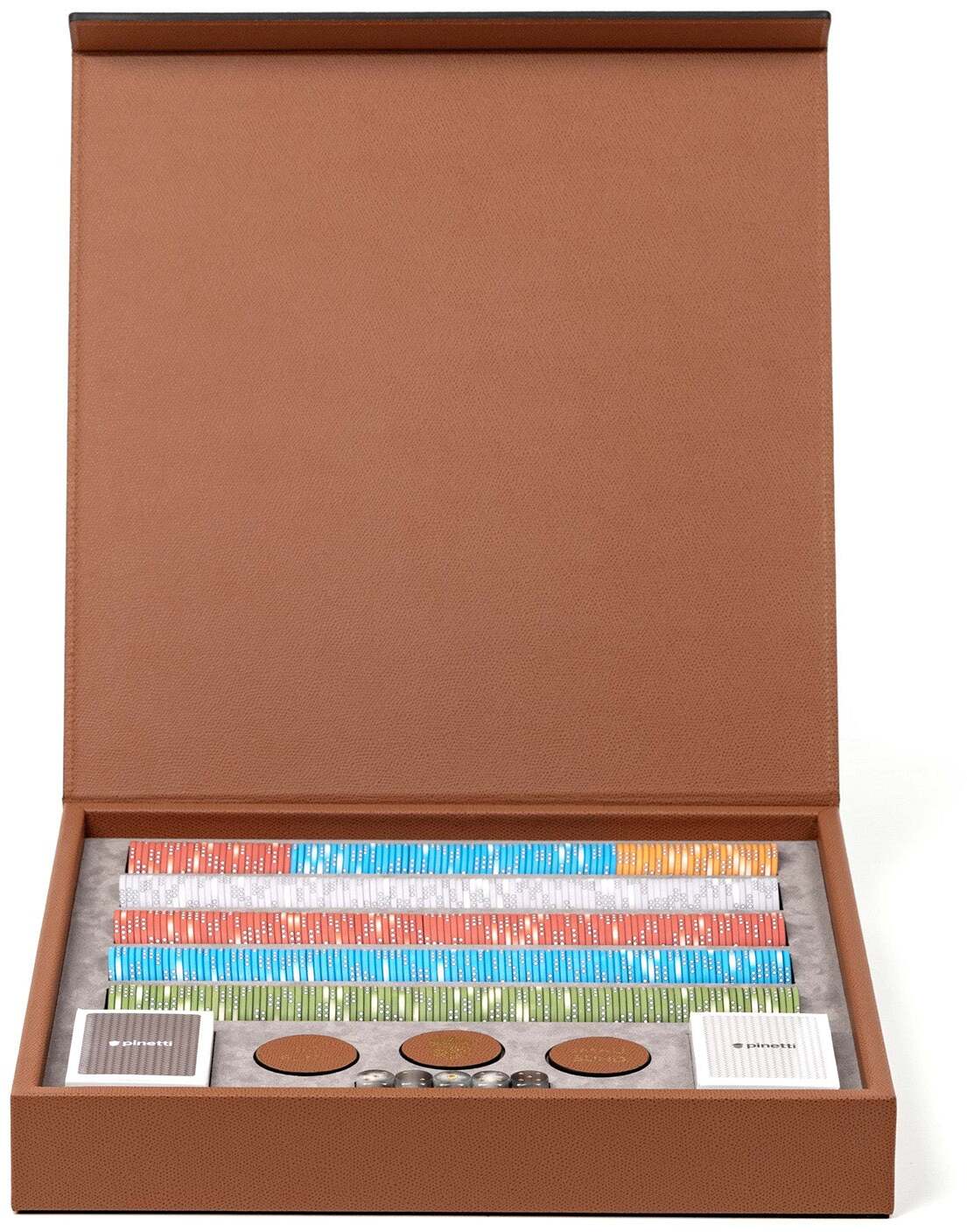 Набор для игры в покер - 42X42XH6 см / зернистая кожа_кремовый