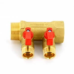 Коллектор НВ 1" с кранами TIEMME 2 выхода 1/2"Н 36мм