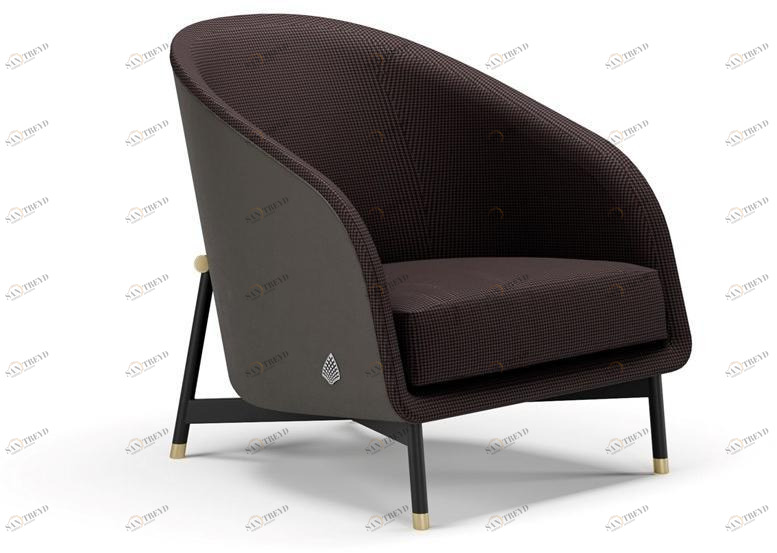 SM Living Couture Кресло из кожи и ткани с подлокотниками Hoffman Pna_05