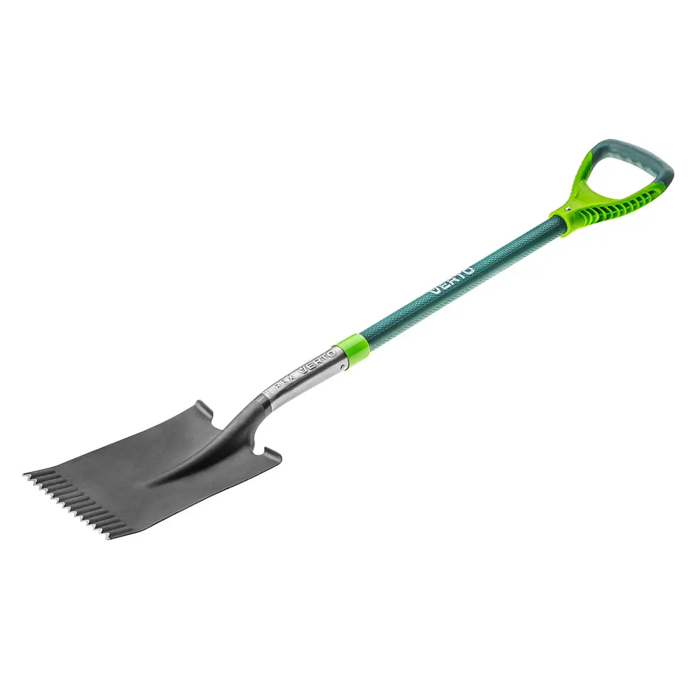 Лопата штыковая прямоугольная Verto 116 см сталь с черенком и зубьями STLM-2112315