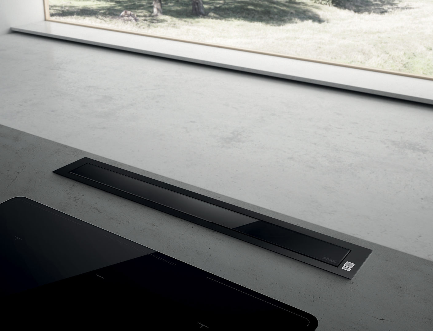 PANDORA BL/F/90-PRF0120979 Вытяжка / встраивается в столешницу, 90см, 1200м3, периметриальное всасывание, пульт ду, электронное управление, черная Elica  - Вид №3