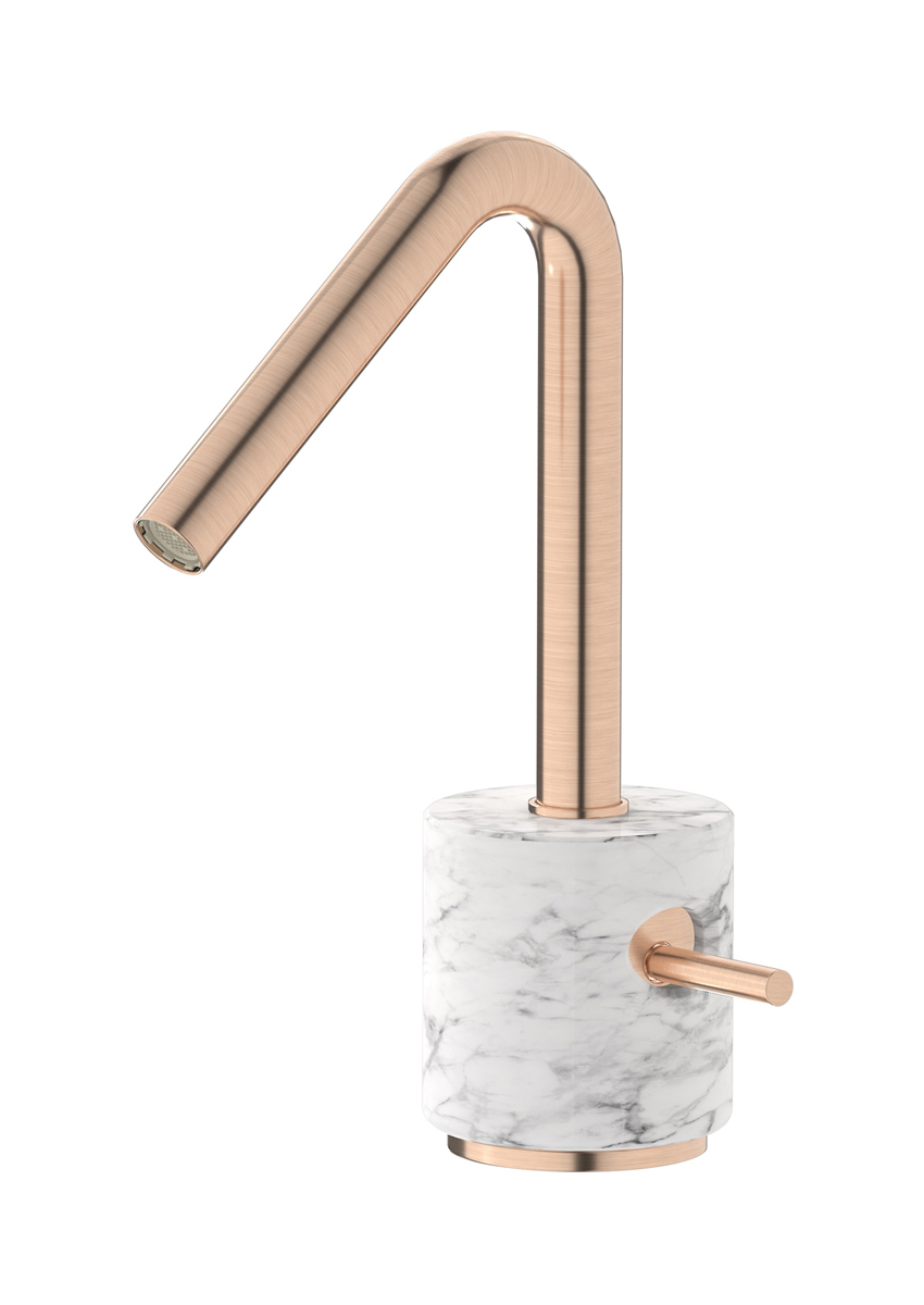 Смеситель для раковины на 1 отверстие в комплекте с донным клапаном WE ARE IB mr200sr_1 Brushed Rose Gold Marmo