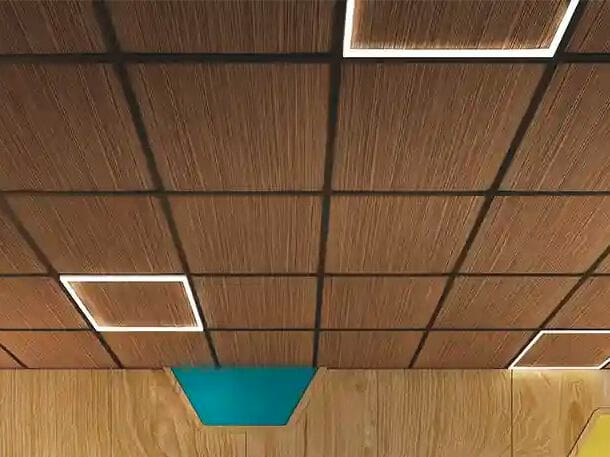 Звукопоглощающие панели из каменной ваты для подвесного потолка под дерево Sky-Tile® EUCALIPTO ROSSO ARCH-00023347