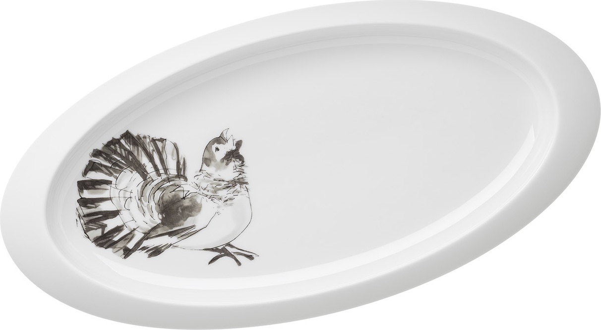 10602540 Hering Berlin Блюдо овальное Hering Berlin "Охота" "Глухарь" 33,5см Фарфор 