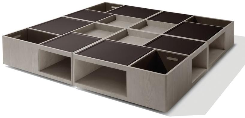 Giorgetti Квадратный деревянный журнальный столик в современном стиле с вещевым ящиком для гостиной Skyline sun-id-1429761 - Вид №2