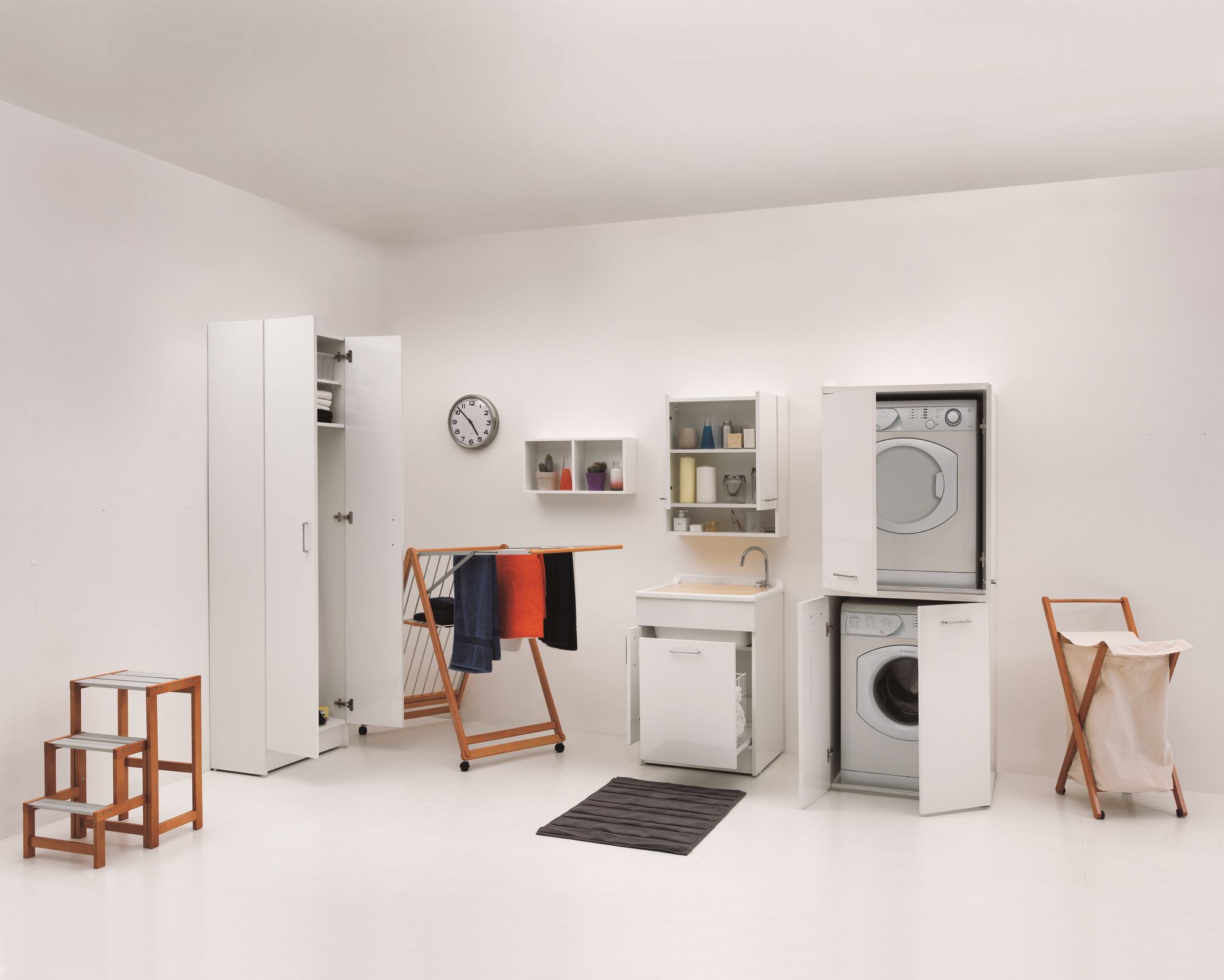 Шкаф для белья из ДСП с бельевой стойкой COLAVENE Jolly Wash ARCH-00149787 - Вид №11