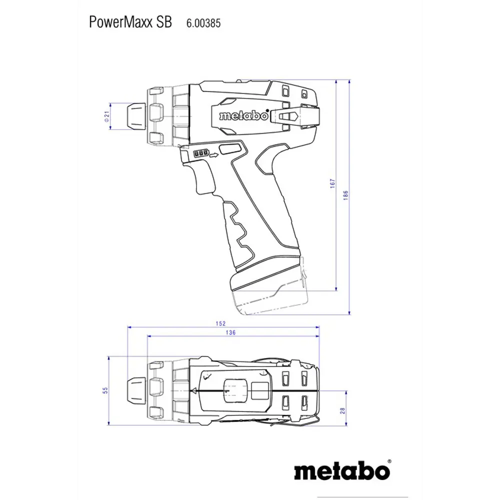 Дрель-шуруповерт аккумуляторная ударная Metabo PowerMaxx SB 600385500, 12 В Li-ion 2x2 Ач 18119464 STLM-2033695  - Вид №4
