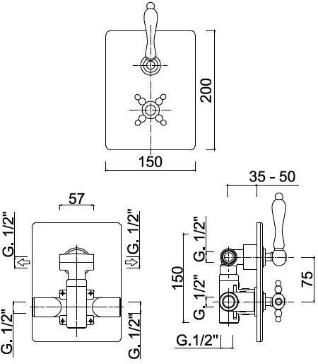 Rubinetteria Giulini Смеситель для душа с термостатом на 2 отверстия Pragamix - pragamix crystal F8213-pr - Вид №1