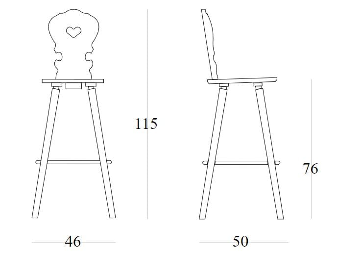 Высокий стул из ели со спинкой SIPA Вена ARCH-00142832 - Вид №7