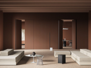 Дверь заподлицо с распашной стеной из Cimento®