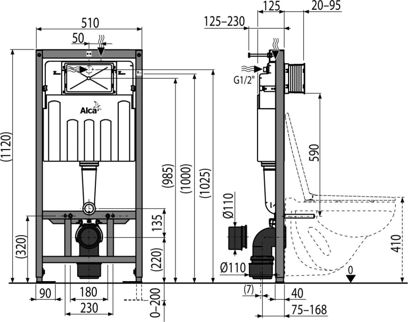 Скрытая система инсталляции ECOLOGY для сухой установки (для гипсокартона) ALCAPLAST AM1011120ESÁDROMODUL - Вид №1