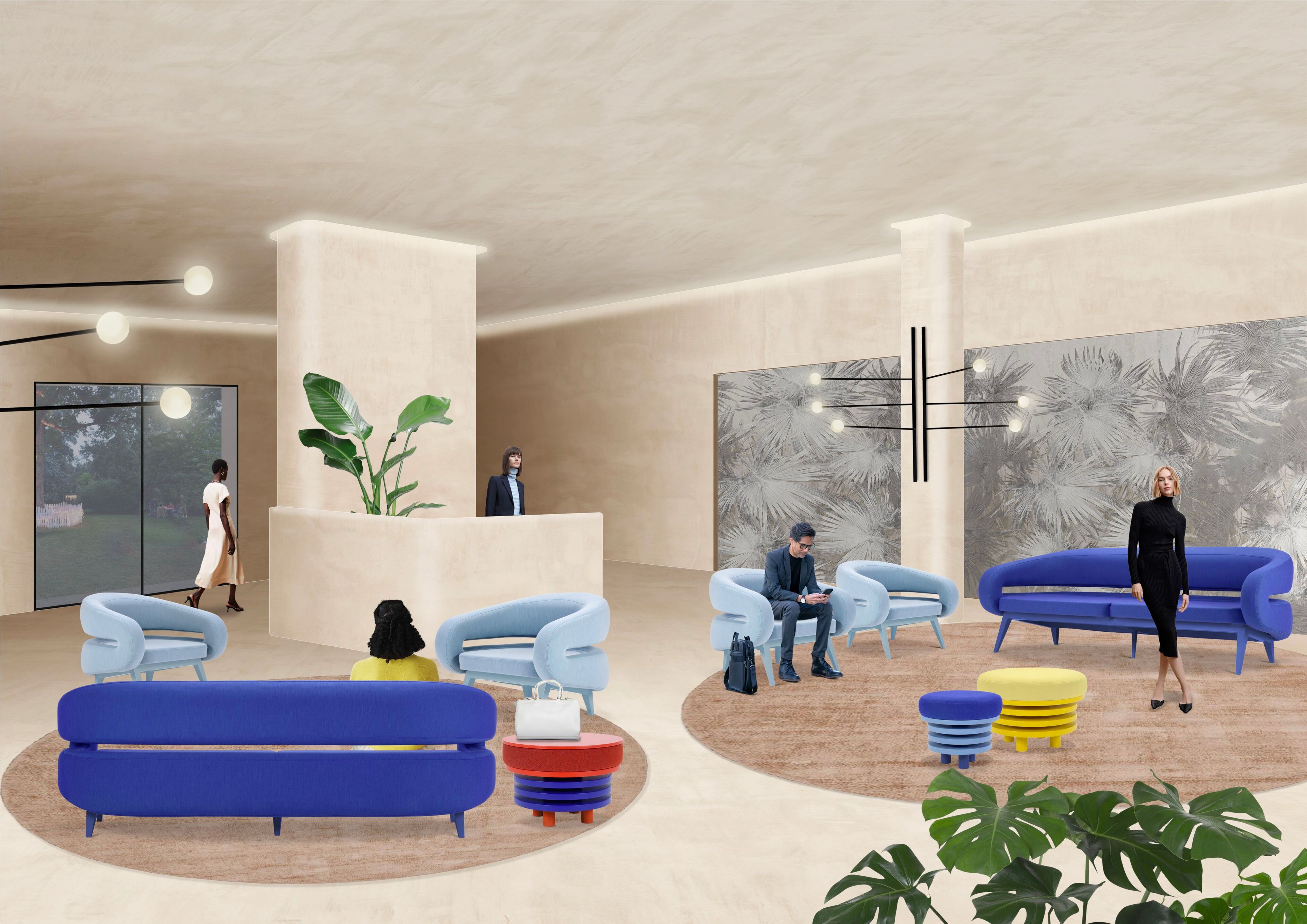 Круглый мягкий журнальный столик с лакированной столешницей из МДФ Adrenalina Roche ARCH-00105018 - Вид №2