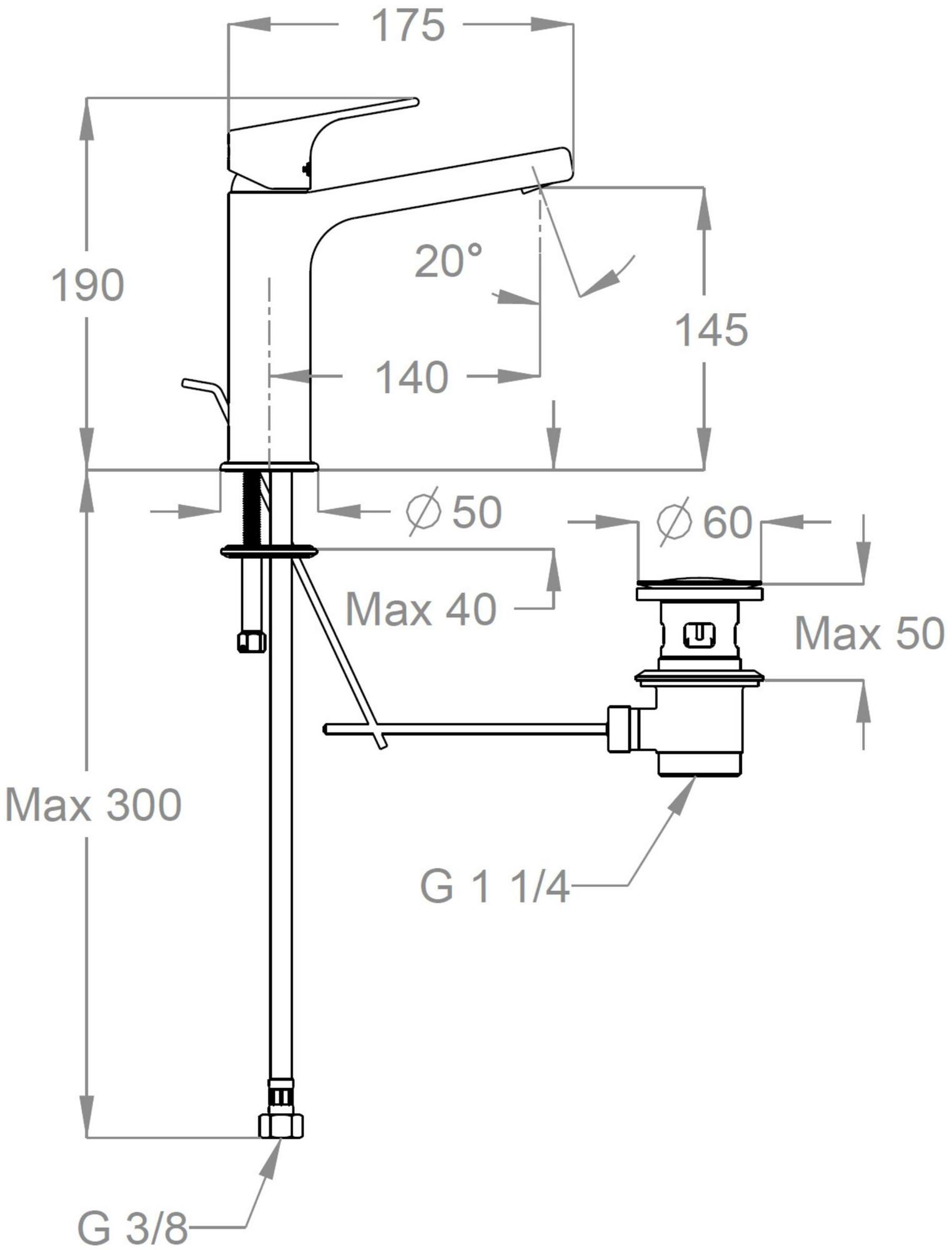 Fir Italia Смеситель для раковины из латуни на столешнице с автоматическим сливом New handy 52 5211301 - Вид №1