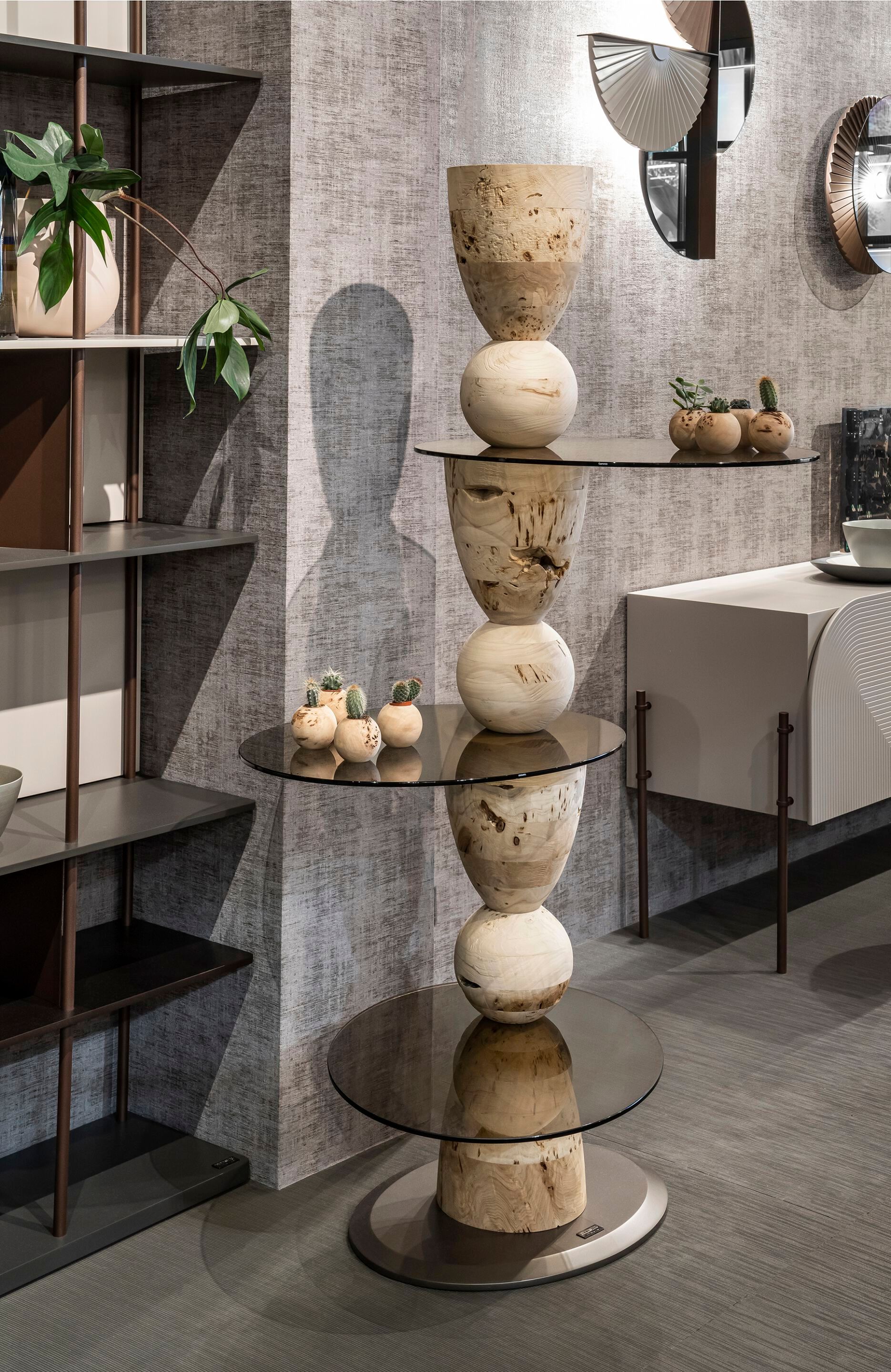 Самонесущий книжный шкаф из дерева и стекла Bizzotto Italia Нара ARCH-00066230 - Вид №4